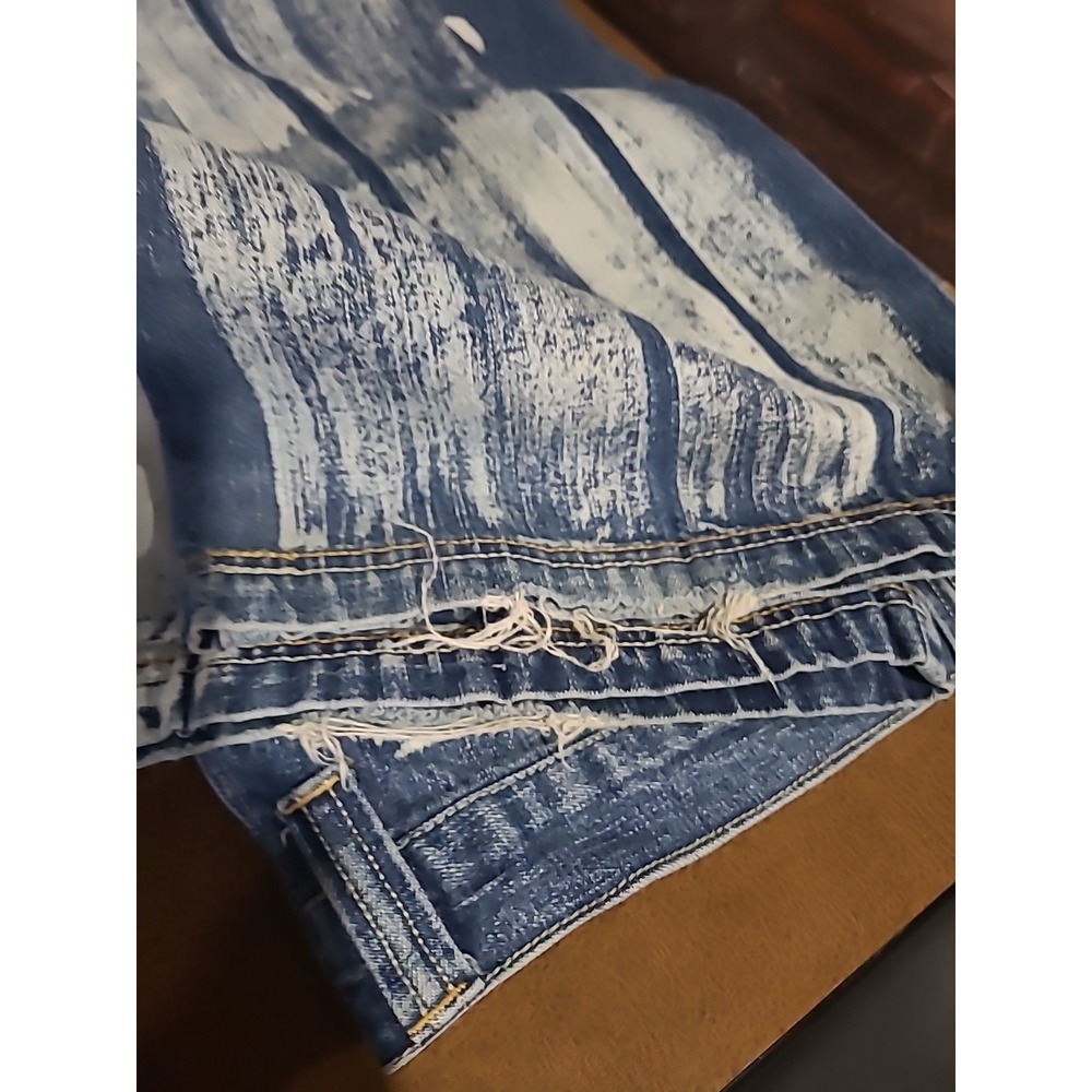 Vintage Y2K RAW BLUE Wide Leg Baggy Jeans 40x32 Paint Grunge Skater Streetwear - Picture 12 of 13